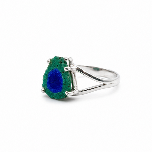Anillo Estalactita Azurita con Malaquita
