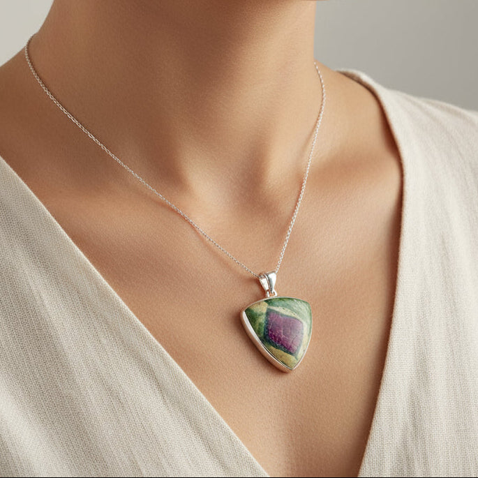 Collar de Rubí en Fucsita Grande