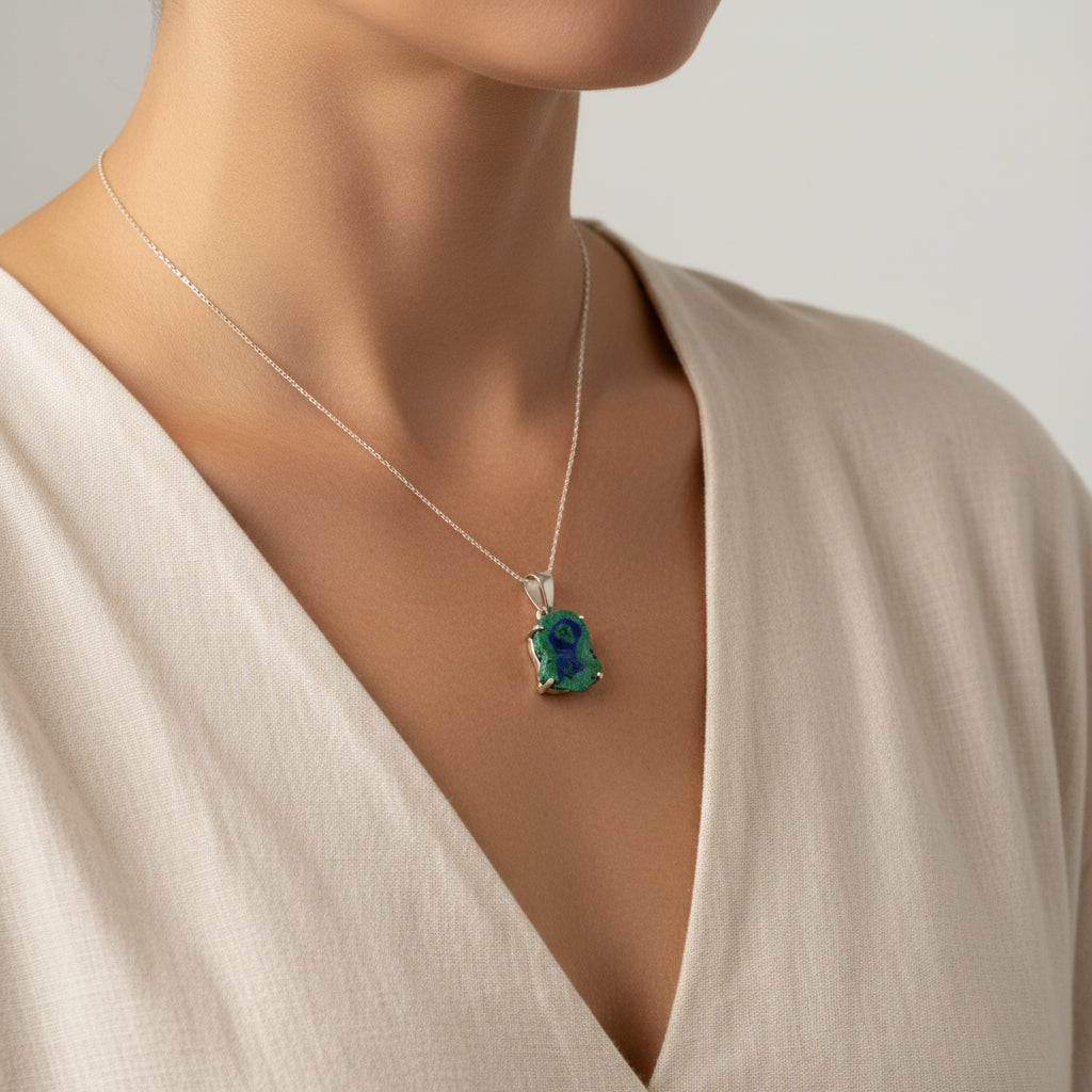 Collar de Estalactita Azurita en Malaquita del Congo