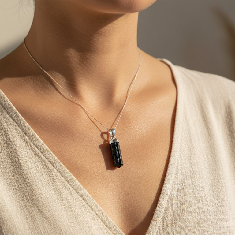 Collar de Turmalina Negra en Punta