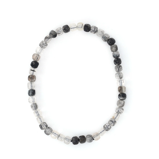 Pulsera Piedra Natural Cuarzo Turmalinado Facetado