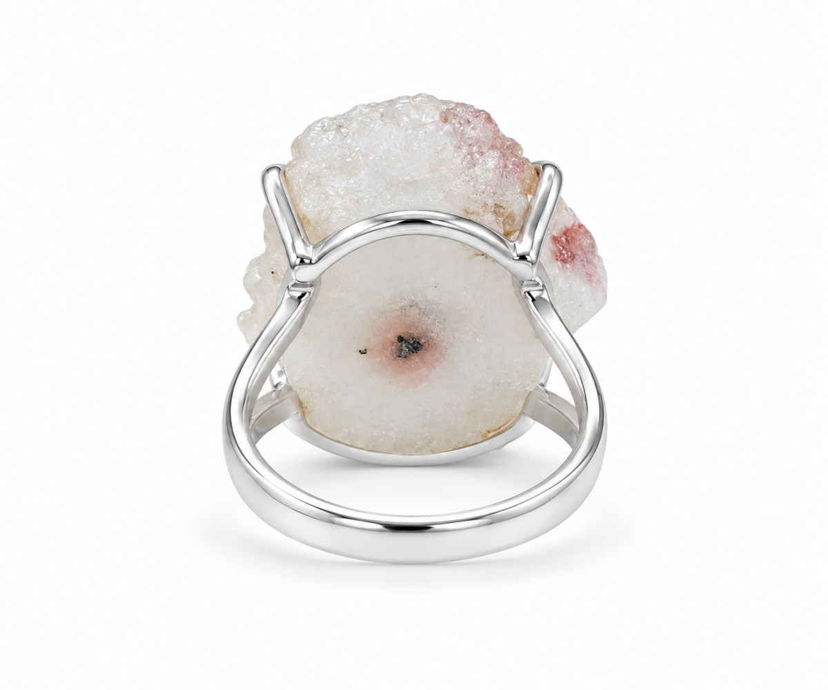 Anillo Estalactita de Cuarzo Blanco