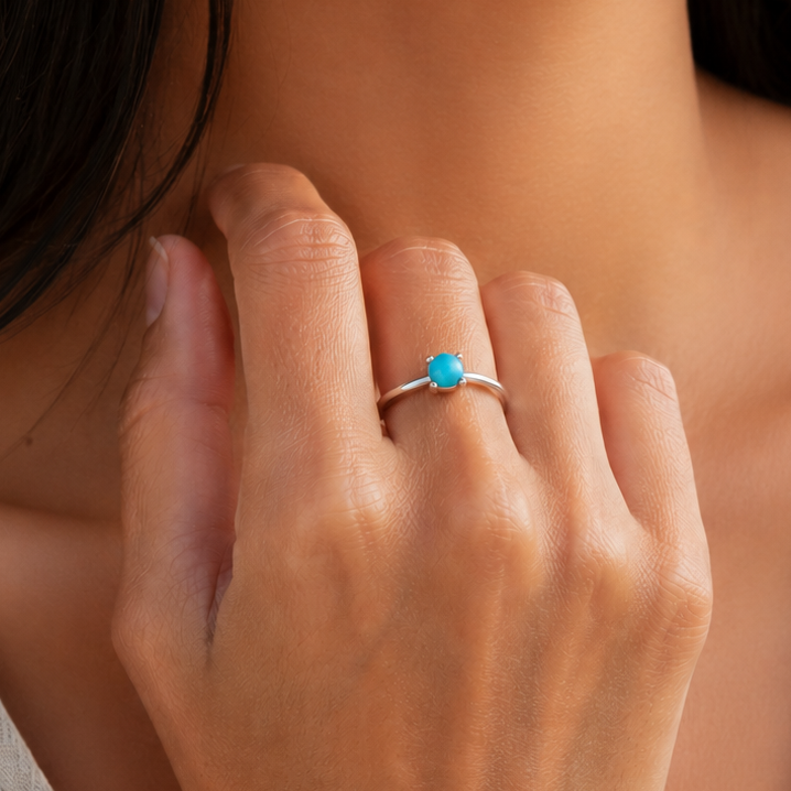 Anillo de Turquesa Redonda