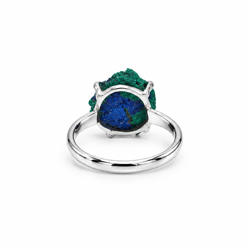 Anillo Estalactita Azurita en Malaquita del Congo