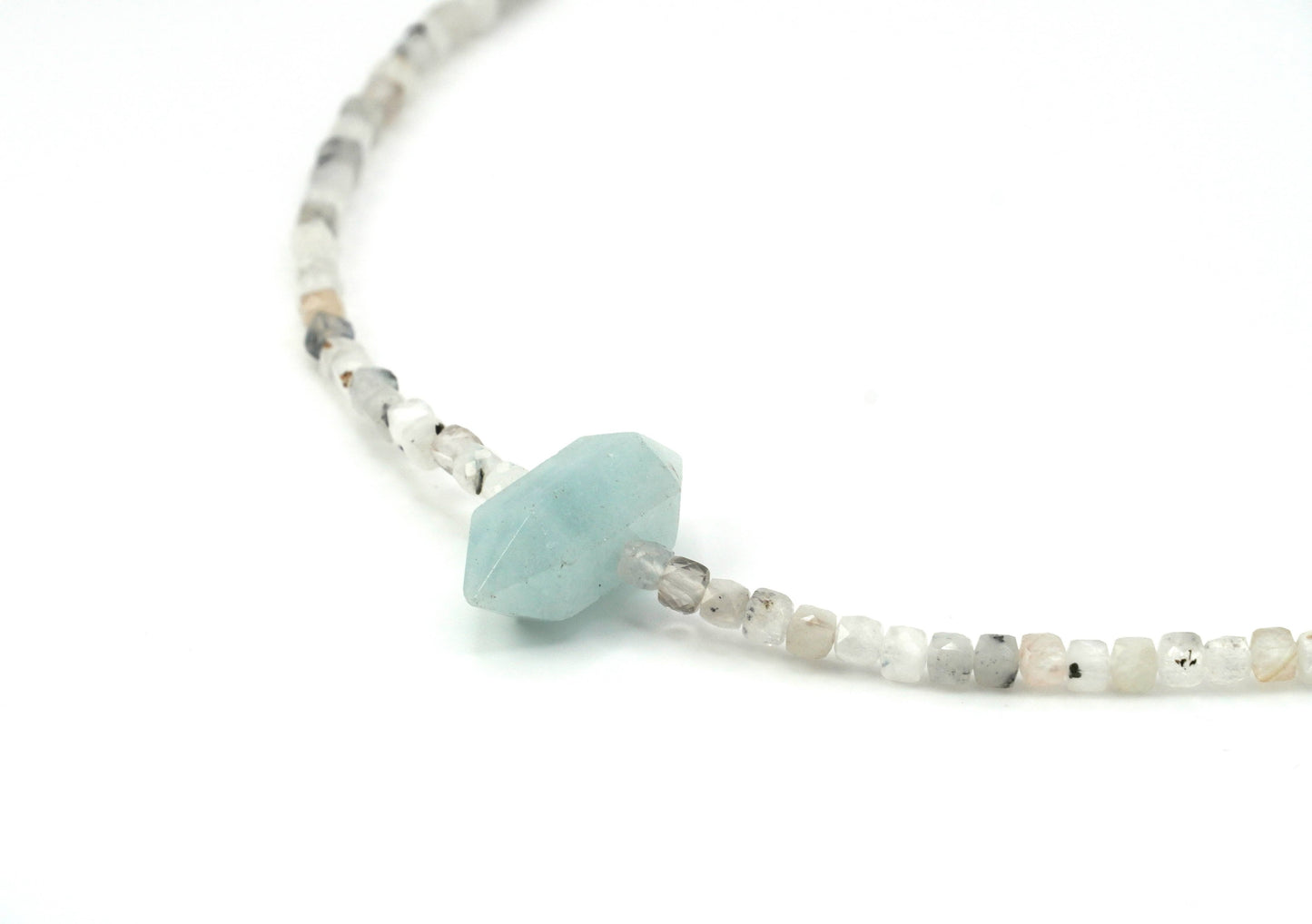 Choker Piedraluna Inclusionada y Aguamarina