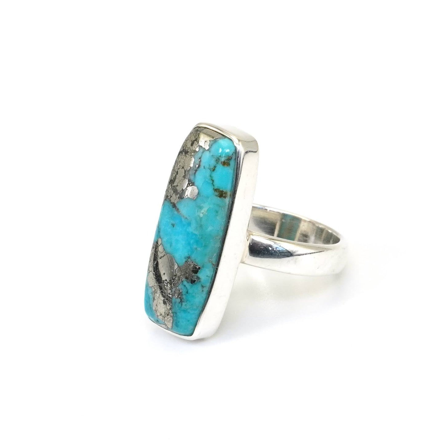 Anillo Turquesa con Pirita Rectangular