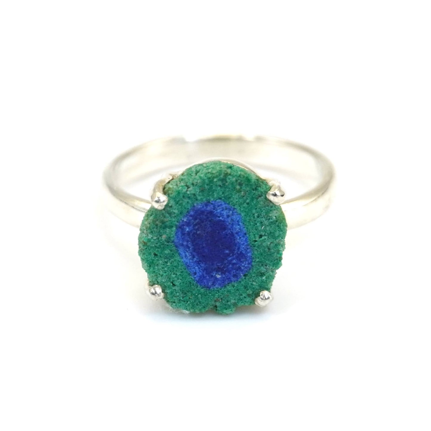 Anillo Estalactita Azurita en Malaquita del Congo