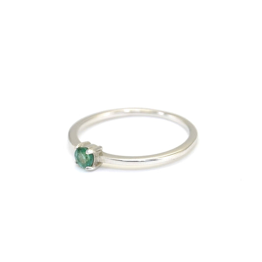 Anillo Esmeralda Facetada Circular