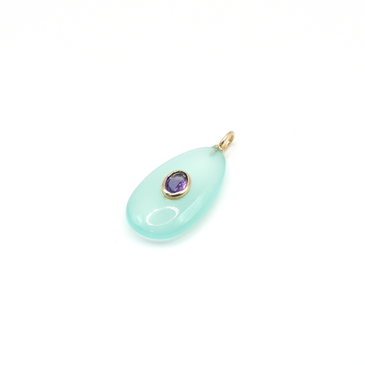Dije de Aqua Calcedonia con Incrustado de Amatista