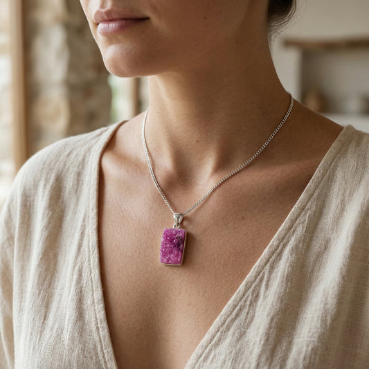 Collar de Cobalto Calcita de Namibia