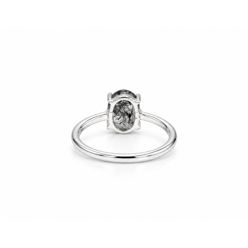 Anillo de Cuarzo Turmalinado Facetado