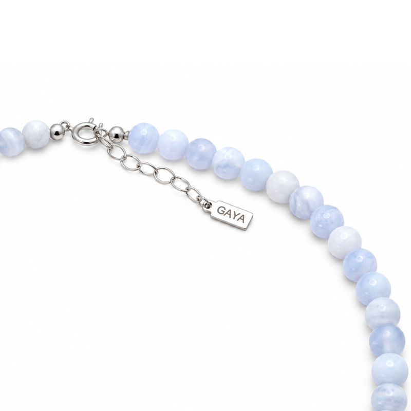Choker de Agata Blue Lace con Punta de Opalo Amarillo