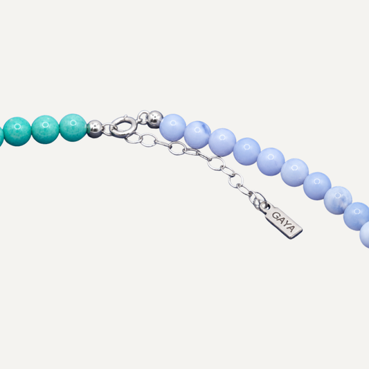 Choker Amazonita Perla y Agata Blue Lace