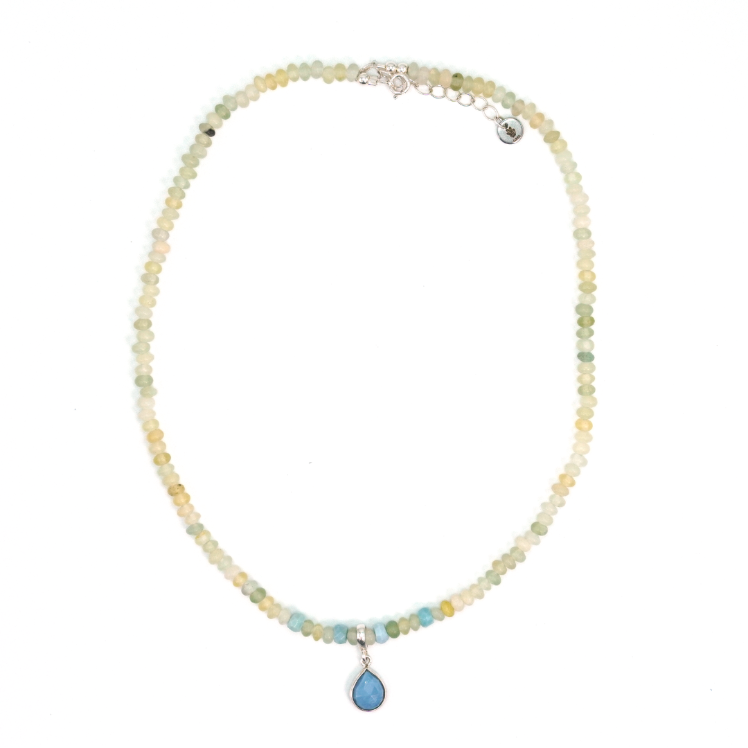 Choker Prehnita y Ópalo Azul