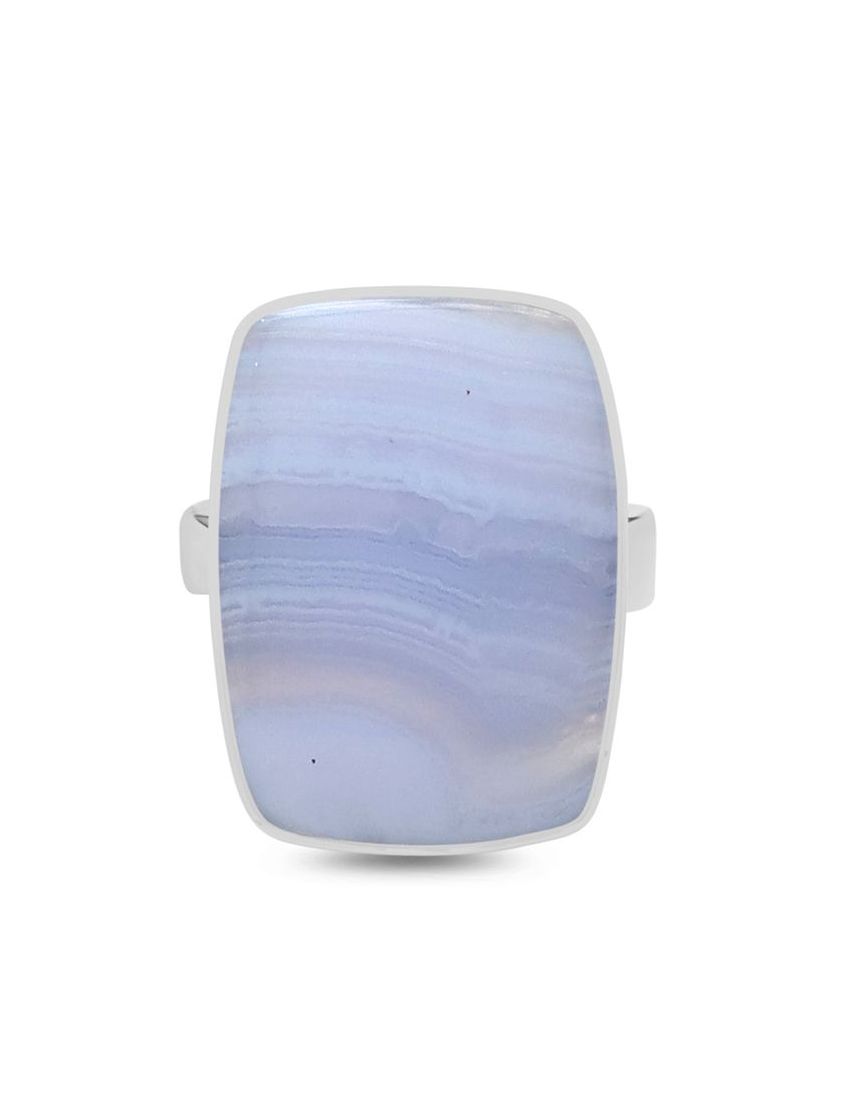 Anillo Agata Blue Lace Cabujón Rectangular