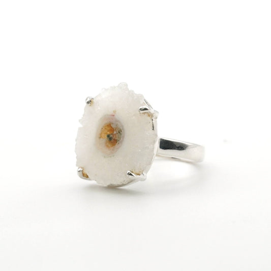 Anillo Estalactita de Cuarzo Blanco