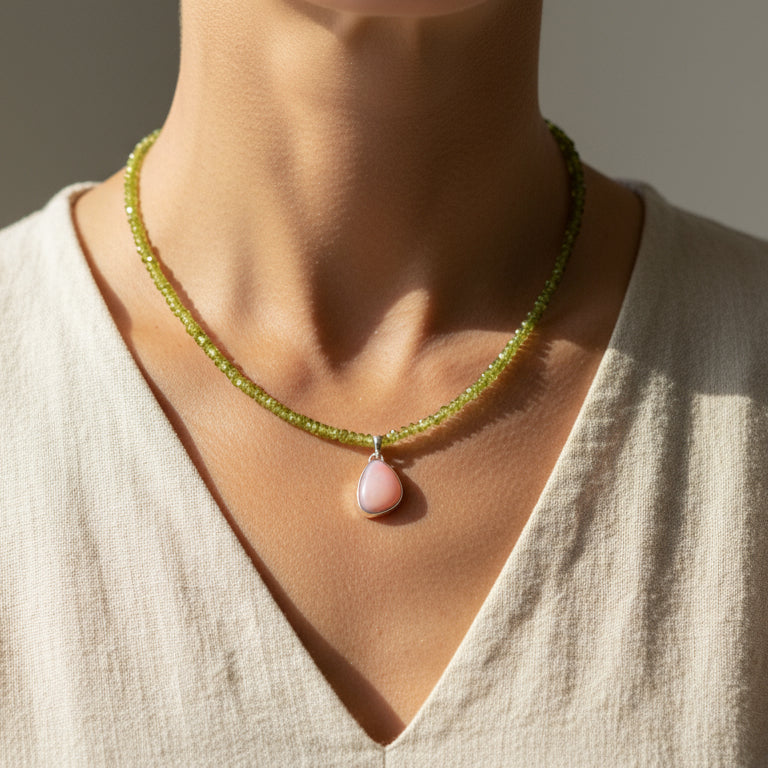 Choker Peridoto con Ópalo Rosa