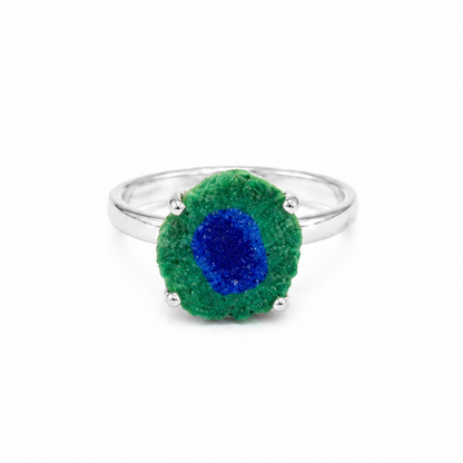 Anillo Estalactita Azurita en Malaquita del Congo