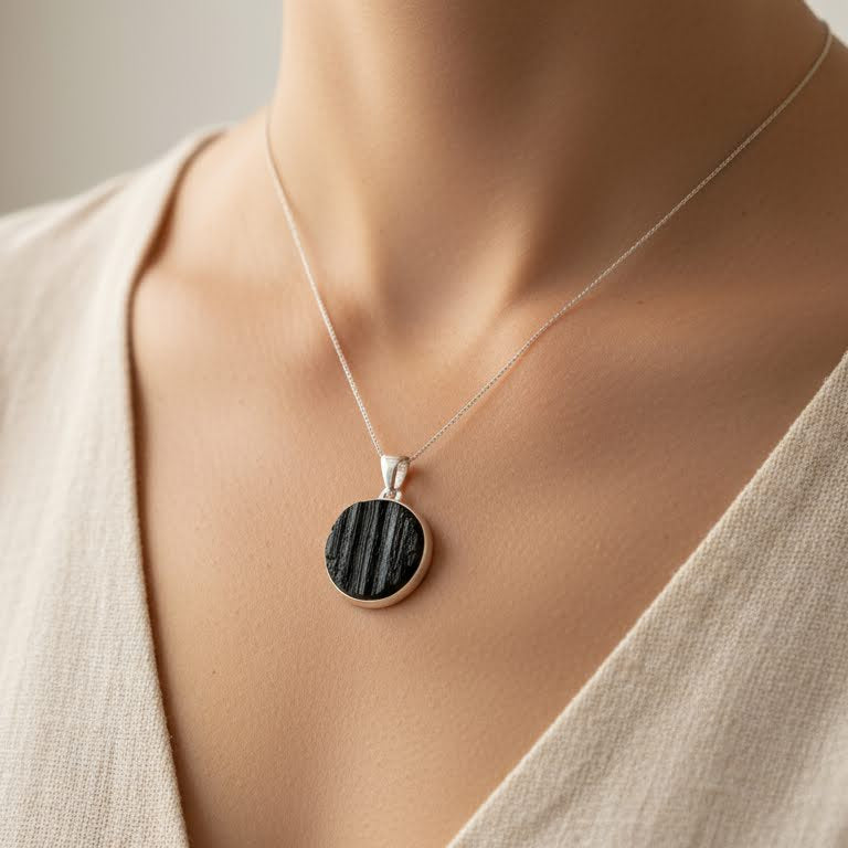 Collar Turmalina Negra Redonda