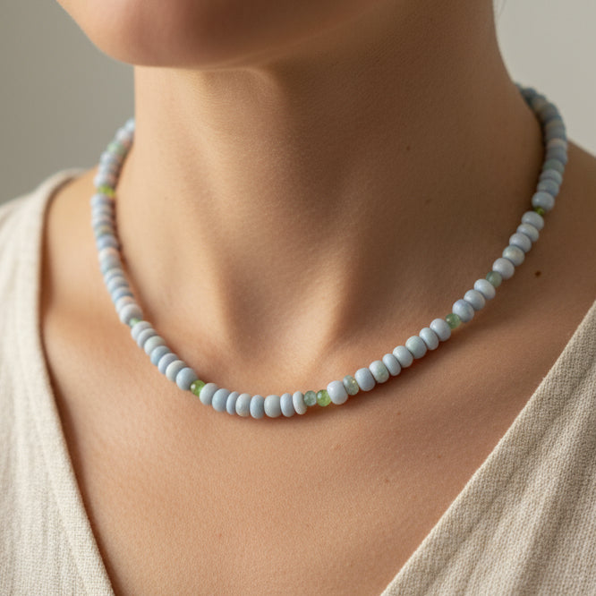 Choker Ópalo Azul, Crisoprasa y Peridoto