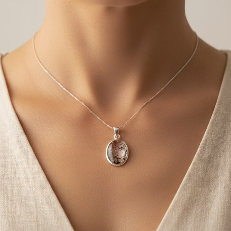 Collar Cuarzo Turmalinado Facetado