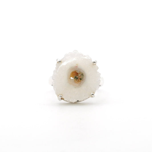 Anillo Estalactita de Cuarzo Blanco