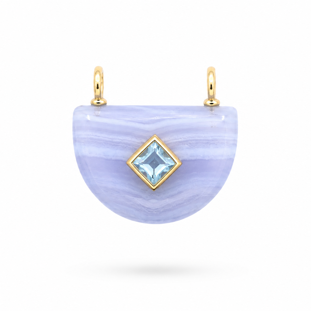Dije de Agata Blue Lace con Topacio Sky Blue