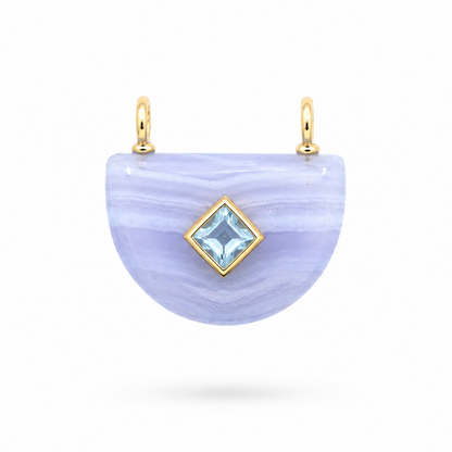 Dije de Agata Blue Lace con Topacio Sky Blue