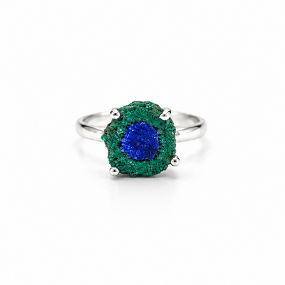 Anillo Estalactita de Azurita en Malaquita del Congo
