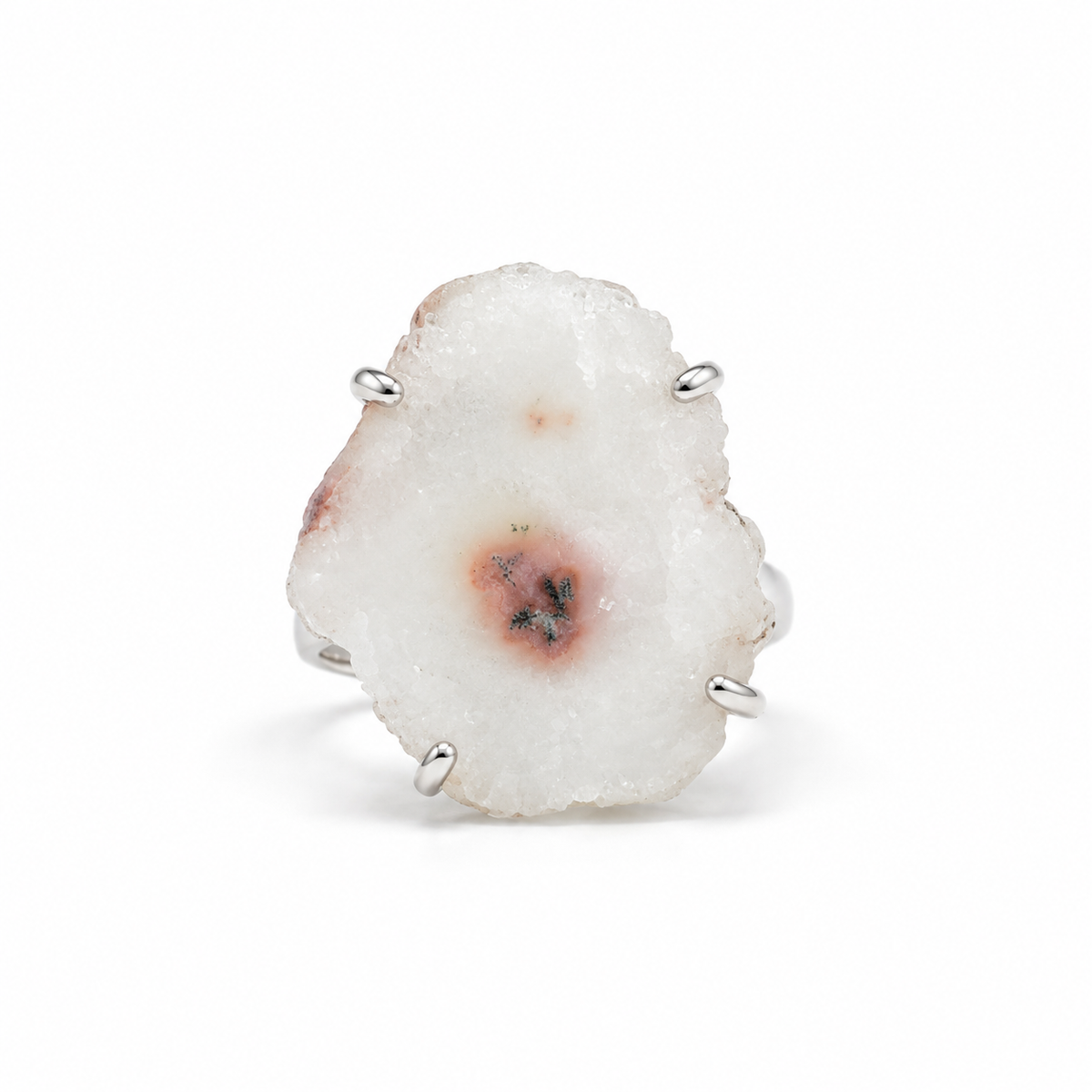 Anillo Estalactita de Cuarzo Blanco