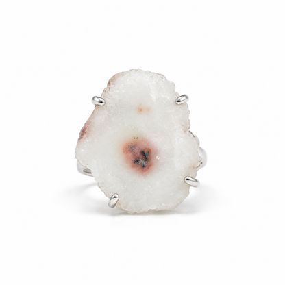 Anillo Estalactita de Cuarzo Blanco