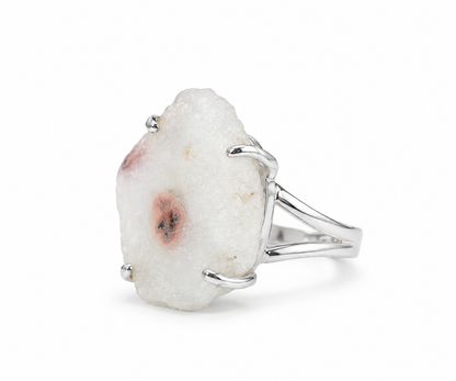 Anillo Estalactita de Cuarzo Blanco