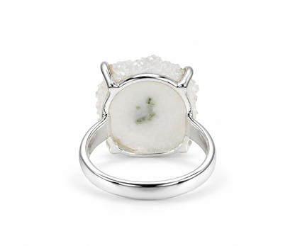 Anillo Estalactita de Cuarzo Blanco