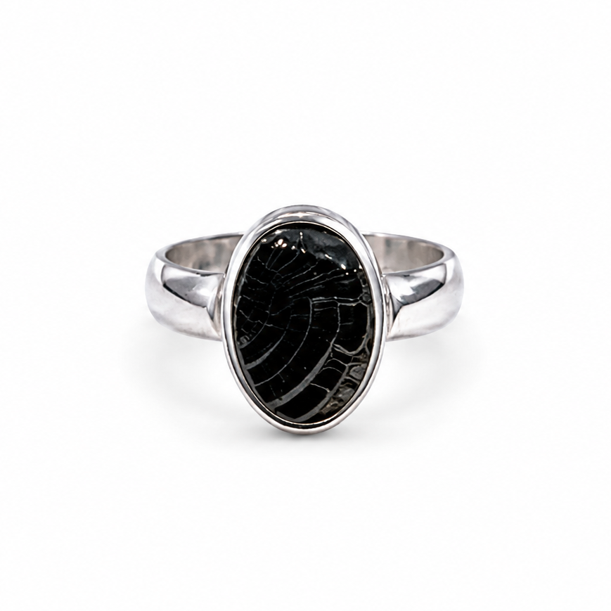 Anillo Shungita Elite Oval en Bruto