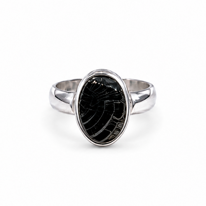 Anillo Shungita Elite Oval en Bruto