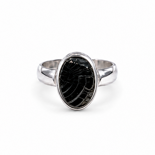 Anillo Shungita Elite Oval en Bruto