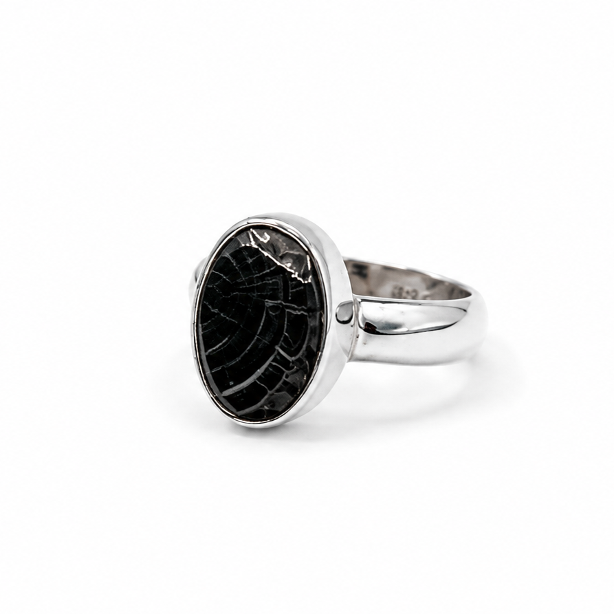 Anillo Shungita Elite Oval en Bruto