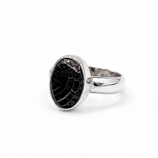 Anillo Shungita Elite Oval en Bruto