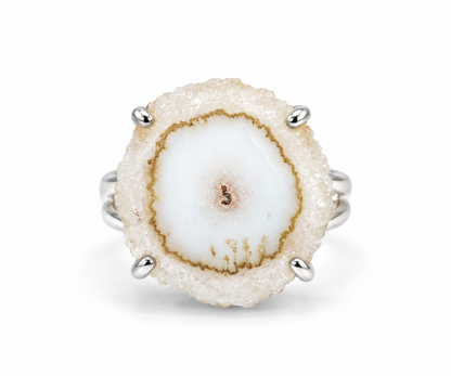 Anillo Estalactita de Cuarzo Blanco