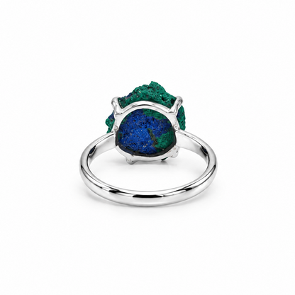 Anillo Estalactita Azurita en Malaquita del Congo