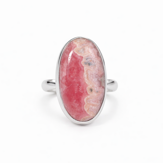 Anillo Piedra Natural Rodocrosita Oval