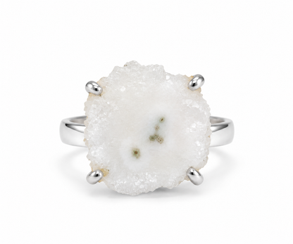 Anillo Estalactita de Cuarzo Blanco
