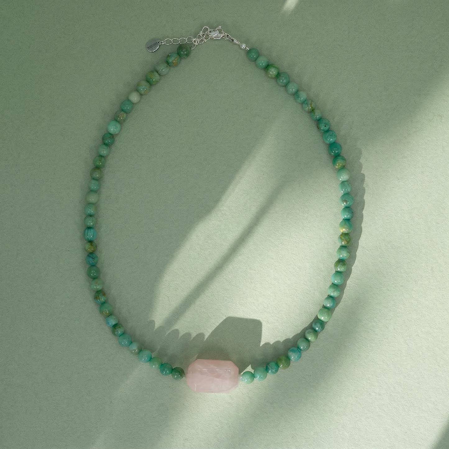 Choker de Amazonita y Cuarzo Rosa