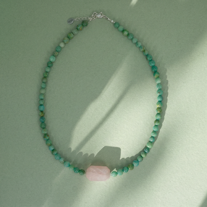 Choker de Amazonita y Cuarzo Rosa