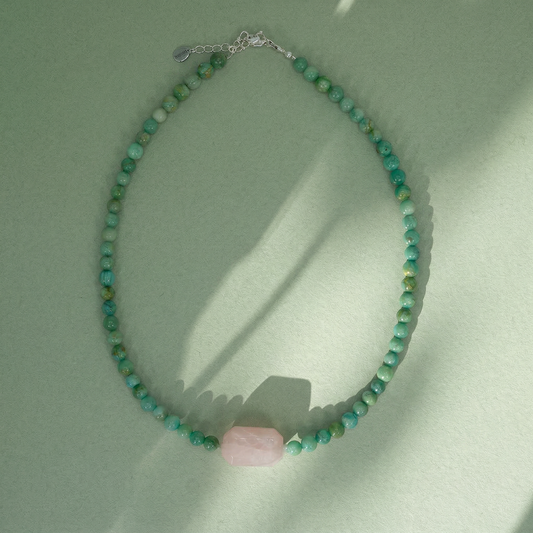 Choker de Amazonita y Cuarzo Rosa