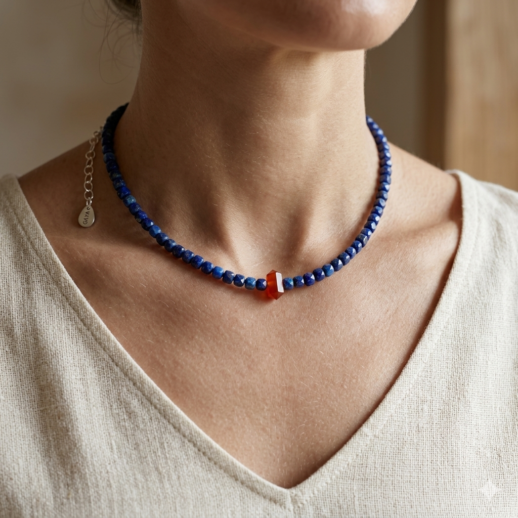 Choker de Lapislázuli y Cornalina
