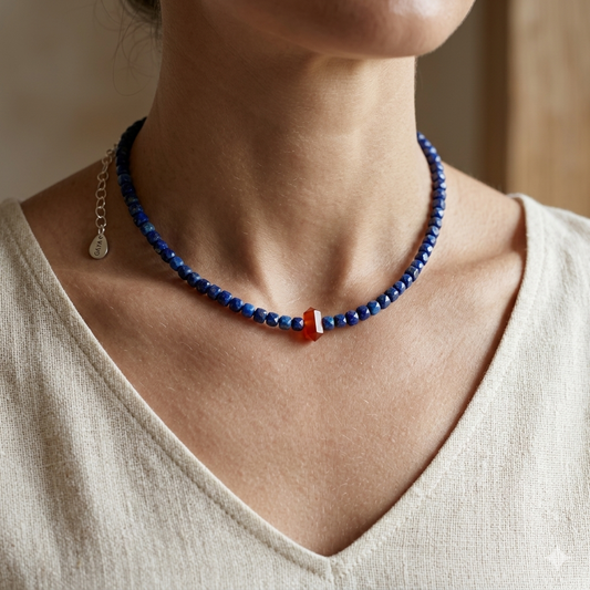 Choker de Lapislázuli y Cornalina