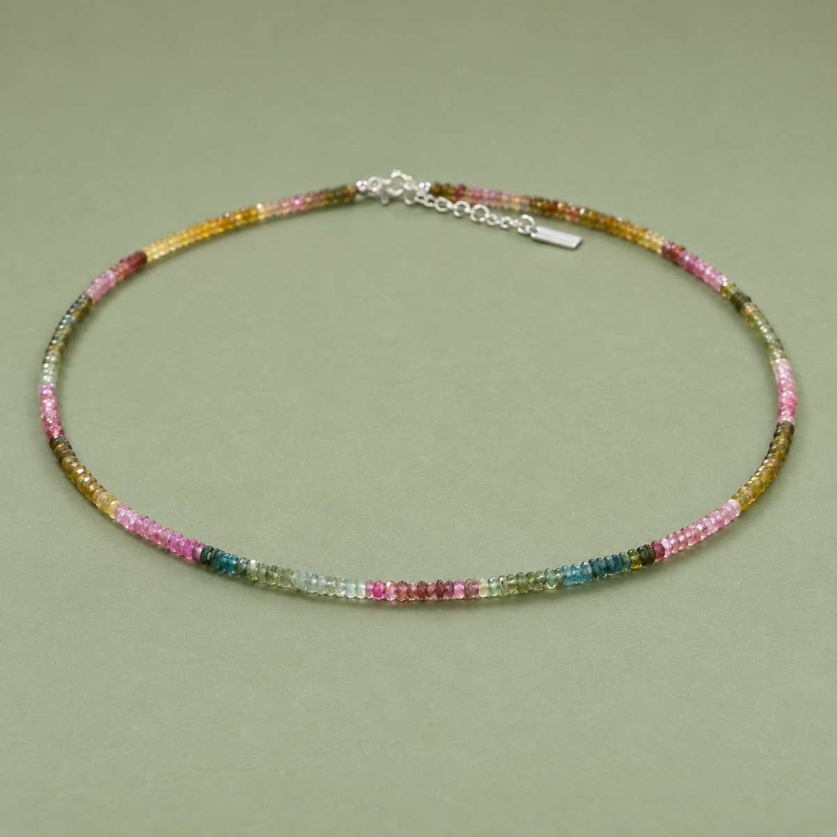 Collar Choker de Turmalina Multicolor Natural Facetada