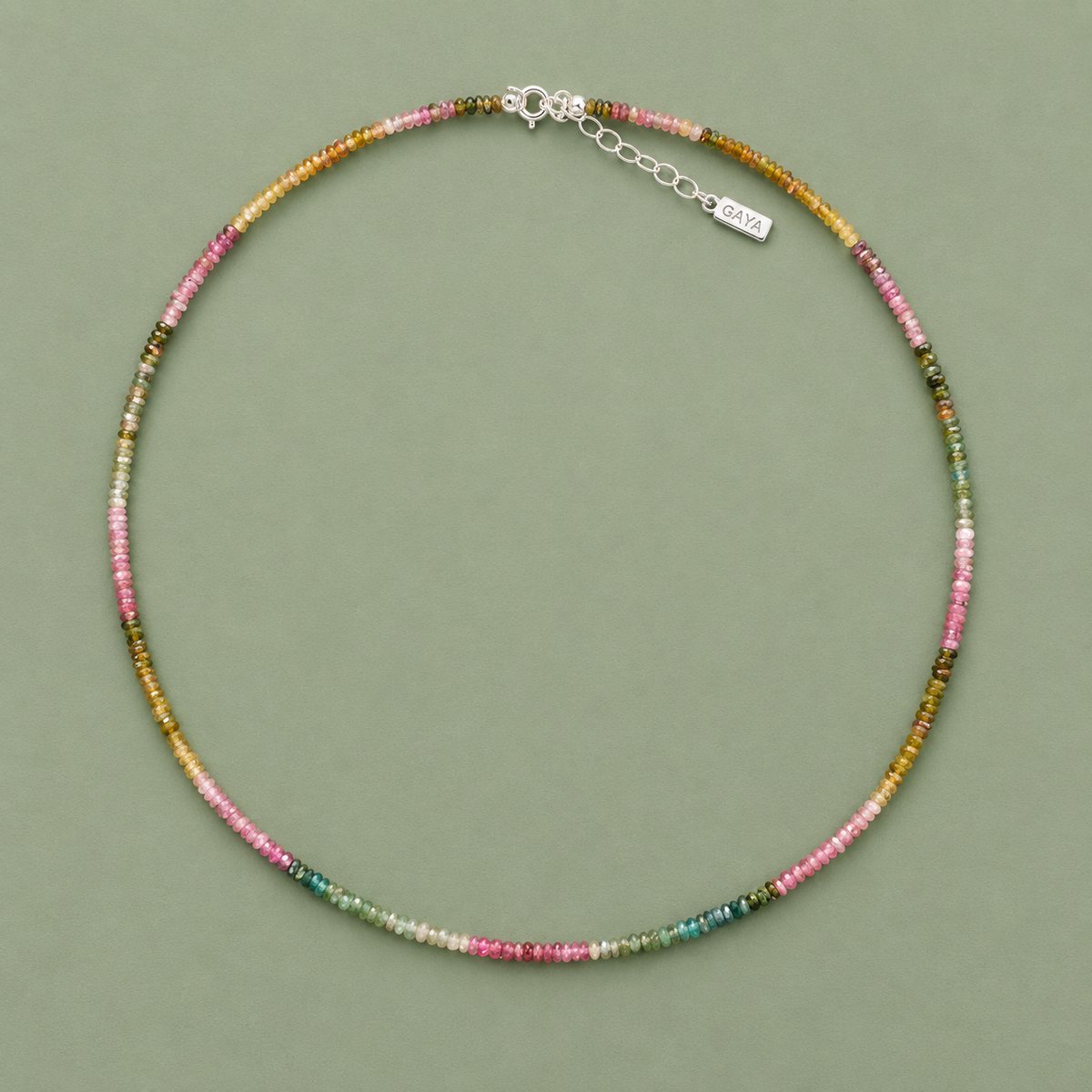 Collar Choker de Turmalina Multicolor Natural Facetada