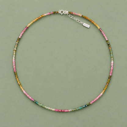 Collar Choker de Turmalina Multicolor Natural Facetada